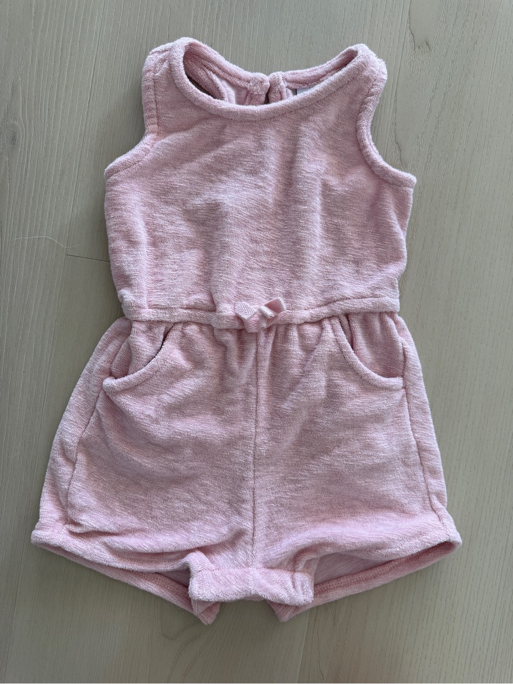 Old Navy Light Pink Terry Romper with Bow